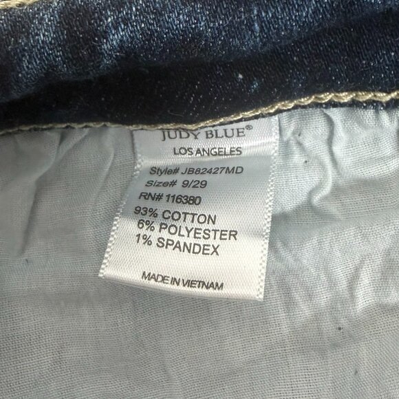 Judy Blue Boyfriend Fit Stretch Distressed Jeans Size 29 Dark Wash - Picture 10 of 10